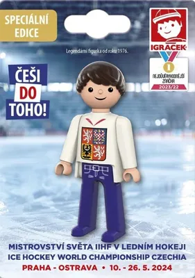 Zdjęcie produktu dla Figurka kibica Mistrzostw Świata w hokeju 2024 – biała koszulka