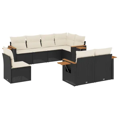 Produktbild von vidaXL 8-tlg. Garten-Sofagarnitur mit Kissen Schwarz Poly Rattan