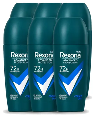Imagen del producto de 6 unidades de desodorante roll-on Rexona Men Advanced Protection Dry Cobalt, 50 ml cada uno. Paquete económico