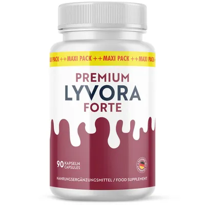 Produktbild von Premium Lyvora Forte Kapseln - perfekter Begleiter für den Alltag - in der großen Maxi-Dose - 90 Kapseln Inhalt