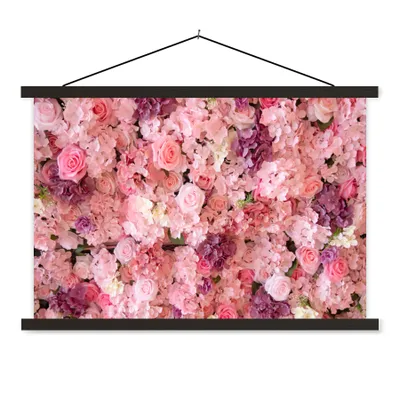 Produktbild von MuchoWow® Textilposter Blumen - Rosa - Rosen 60x40 cm mit schwarzem Rahmen - Hölzernes