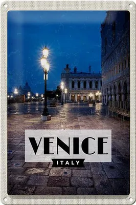 Produktbild von Blechschild Reise 20x30cm Venice Italien Blick auf Venice Nacht