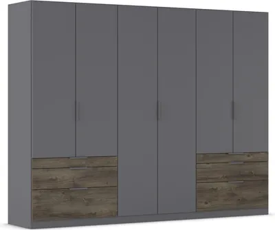 Produktbild von Drehtürenschrank >Koda< in grau metallic / Atlantic Oak dunkel, Holzwerkstoff