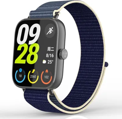 Image de INF Bracelet en nylon tressé pour Redmi Watch 5/4 Bleu + Blanc