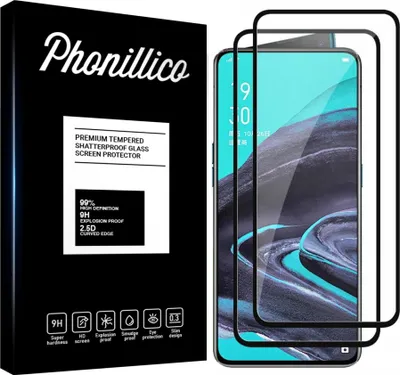 Obrázek produktu pro Tvrzené sklo pro OPPO RENO 2 [2 kusy] Ochranné sklo s černým okrajem Fólie proti poškrábání Sklo odolné Phonillico®