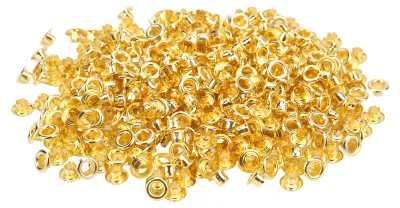 Produktbild von 500 Stück Metallösen, robust, hochwertig verarbeitet, hohe Festigkeit, ösen für Gepäck, Schuhe, Hüte, Design: Gold