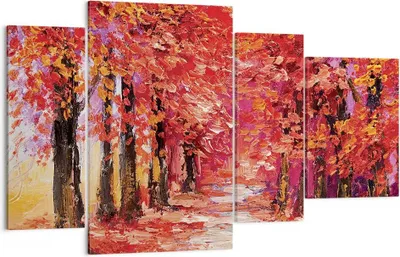 Produktbild von Bild auf Leinwand - Leinwandbild - 4 Teile - Herbst Park Allee - 120x70cm - Wand Bild - Wanddeko - Wandbilder - Leinwanddruck - Bilder - Wanddekoration - Leinwand bilder - Wandbild - DL120x70-4292