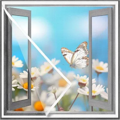Productafbeelding van Insectenhor voor Raam 105x120cm Wit - Eenvoudig Zonder Boren te Plaatsen