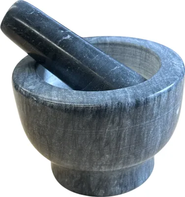 Obrázok produktu pre Hmoždierik a tĺčik - Žula - Ø 13 x 9 cm - Sivá - Leštený hmoždierik a tĺčik