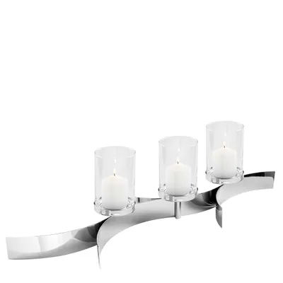 Produktbild von Fink MELODY, Stumpenkerzenhalter, vernickelt, silberfarben, L. 98 cm, B. 33 cm, H. 27 cm Höhe: 27.00 cm Breite: 33.00 cm Tiefe: 98.00cm  158553