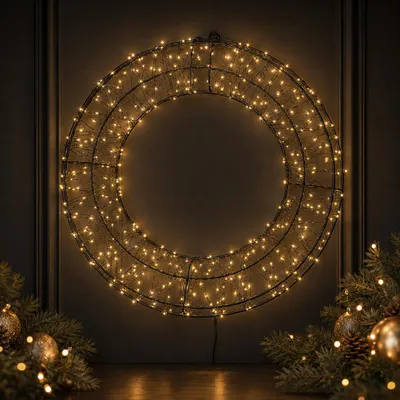 Immagine prodotto di Benza – Ghirlanda LED da 36 cm – Ghirlanda luminosa con 360 LED bianco caldo – Effetto scintillio del 5% – Cavo da 5 metri – USB – Colore nero, Immagine generata dall'IA