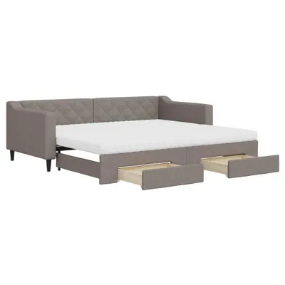 Obrázek produktu pro vidaXL Rozkládací postel se zásuvkami Taupe 90x200 cm Látka