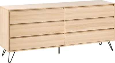 Produktbild von BELIANI Kommode hellbraun Spanplatte 6 Schubladen 160 x 40 cm minimalistisches Design Schlafzimmer