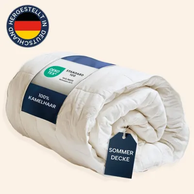 Produktbild von Kamelhaardecke 240x220 cm, extra leichte Sommerdecke, Bettdecke 100% Kamelflaumhaar, CASIMUM