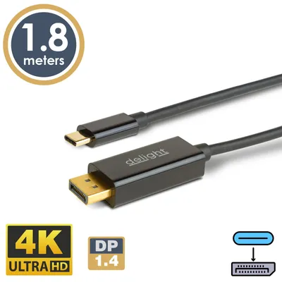 Produktbild von USB-C-auf-DisplayPort-Kabel – DP 1.4 – 4K – 1,8 m – Schwarz – 1 Stück [20335B]