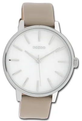 Imagen del producto de Reloj de pulsera Oozoo Damenuhr, correa de cuero en color beige claro, movimiento de cuarzo, esfera analógica, modelo D3UOC10118