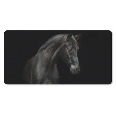 Produktbild von MuchoWow® Schreibtischunterlage Pferd - Tier - Schwarz 80x40 cm - XXL Mauspad - Gaming Mauspad