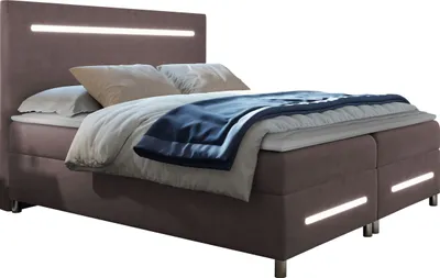 Produktbild von MIRJAN24 Boxspringbett Enter LED, Ehebett mit Hauptmatratze, Topper und LED-Beleuchtung, zwei Bettkästen (Fresh 09, Größe: 140x200 cm)