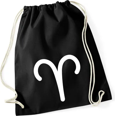 Produktbild von Huuraa Turnbeutel Widder Sternzeichen Zeichen 12 Liter Black Baumwolle Rucksack Geschenkidee
