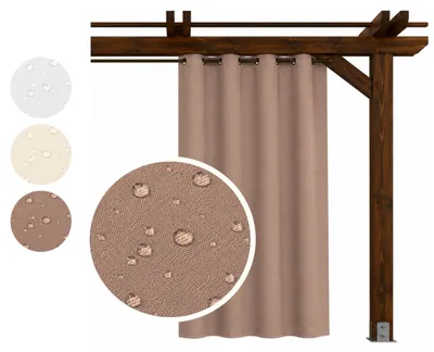 Produktbild von MEBLEODNOWA Outdoor-Vorhang, Ösenvorhang, wasserdicht, Beige, Mocha, 140x200 cm, Sichtschutz, Sonnenschutz, für Terrasse, Balkon, Pergola, Pavillon