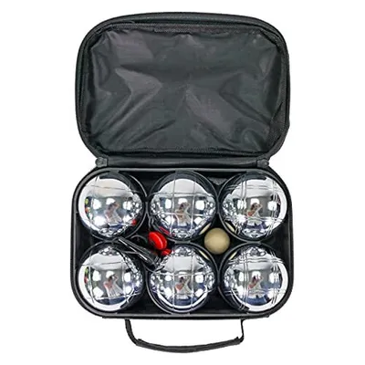 Produktbild von BEST SPORTING Boules-Set Metall I 6 Boule Kugeln &  Zielkugel I Boccia Spiel Outdoor I Boule-Set Kinder I Boule Kugeln aus Metall I mit Distanzmessg