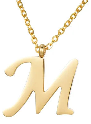 Produktbild von Morella Damen Halskette mit Buchstabe M Anhänger Edelstahl gold in Schmuckbeutel