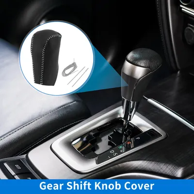 Image de Protège Pommeau De Levier De Vitesse Anti-Dérapant Pour Voiture pour Toyota Rav4 2013-2016 Noir Gris En Simili Cuir