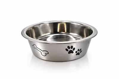 Produktbild von Edelstahl Hundenapf – Robuster Futternapf & Wassernapf für Hunde, Rostfrei, Hygienisch, Spülmaschinenfest, mit Pfoten- & Knochenmotiv