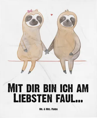 Produktbild von Mr. & Mrs. Panda Babydecke Faultier Pärchen - Weiß - Geschenk, Faultiere, Liebe, Schmusedecke, Erstlingsdecke, Verliebt, Fleecedecke, Plaid, Schlummerdecke