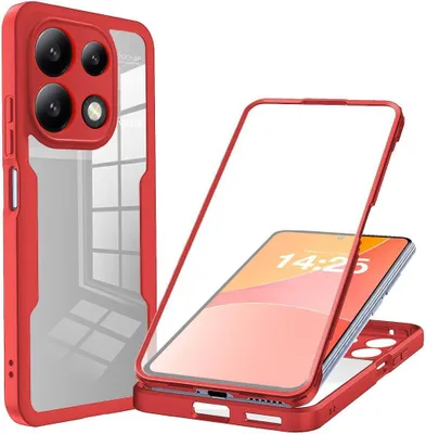 Produktbild von 360 Grad Handyhülle für Xiaomi Redmi Note 13 Pro Full Cover Rundum Schutz Farbe: Rot
