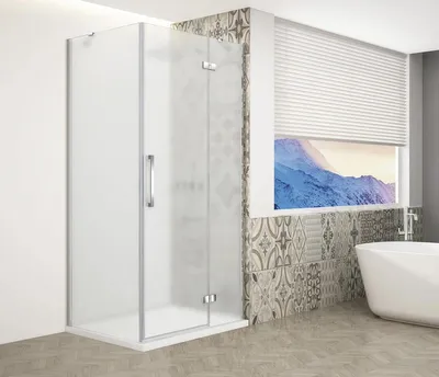 Imagen del producto de Cabina de ducha rectangular TRINITY CHROME, 1100x900 mm, cristal satinado, para montaje en el lado derecho