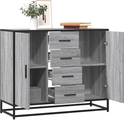 Zdjęcie produktu dla vidaXL Kredens szary Sonoma 92x35x76 cm Materiał drewnopochodny