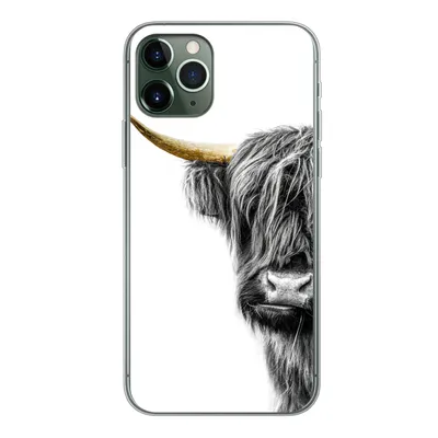 Produktbild von MuchoWow® Handyhülle Schutzhülle Hülle für iPhone 11 Pro Schottischer Highlander - Tiere - Schwarz und Gold Silikon Softcase Handy Hülle - Handy