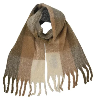 Produktbild von Damen Schal flauschig kariert Oversize weich groß , Farbe:Braun