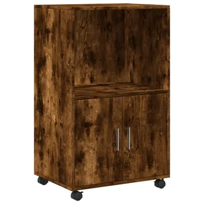 Imagen del producto de Armario con ruedas madera ingeniería roble ahumado 55x40x91 cm