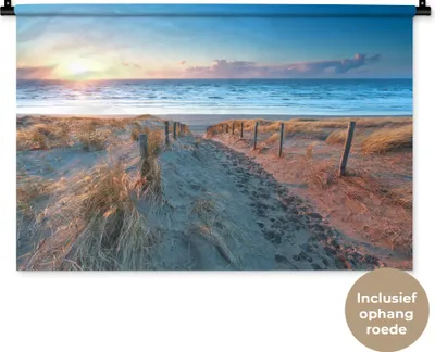 Produktbild von MuchoWow® Wandteppich Wandbehang Strand - Meer - Sonne - Düne 90x60 cm Tapisserie Dekoration Wandtuch - Wandskulpturen - Bildteppich
