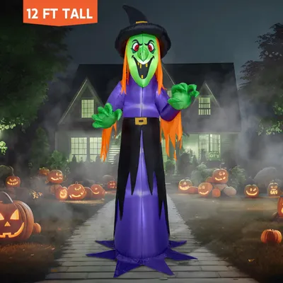 Obrázek produktu pro Nafukovací Halloweenová čarodějnice - 3,66 m - S LED osvětlením - Venkovní dekorace - PVC