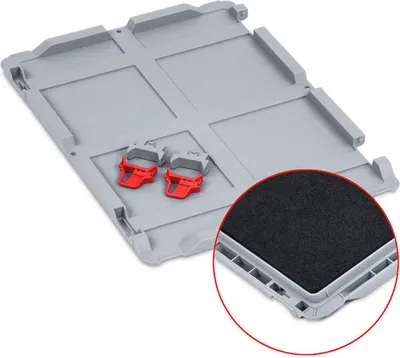 Produktbild von SparSet 10x Scharnierdeckel Set Eurobox NextGen mit Schaumstoff und 2 rote Schiebeschnappverschlüsse | BxT 30x40cm | Eurobehälter, Transportbox, Transportbehälter, Stapelbehälter
