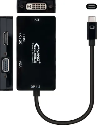 Imagen del producto de Adaptador USB-C a VGA/HDMI/DVI NANOCABLE 10.16.4301-BK (10 cm), color