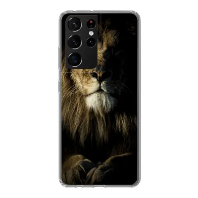Produktbild von MuchoWow® Handyhülle Schutzhülle Hülle für Samsung Galaxy S21 Ultra Löwe - Licht - Schwarz Silikon Softcase Handy Hülle - Mobiltelefon