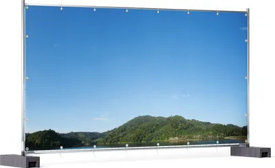 Produktbild von Wallario XXL Outdoor-Poster für Garten oder Balkon, Motiv Grüne Hügel am Wasser, in ca. 340 x 173 cm