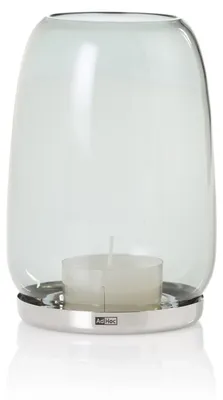 Produktbild von AdHoc Windlicht Yuna, Glas grey/Edelstahl, D: 10,5 cm, H: 16,5 cm