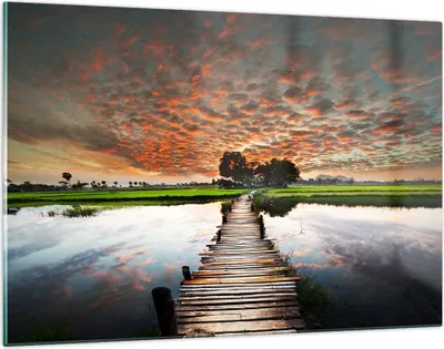 Produktbild von Bilder auf glas - Asien brücke see natur - 120x80cm - Glasbilder - Wandbilder - Kunstdruck - zum Aufhängen bereit - Wanddekoration aus Glas - Glas Bilder - Wandbild auf Glas - GAA120x80-2132