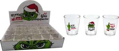 Produktbild von WH Schnapsglas 4 cl 'Festtagsmuffel' | Shotglas mit lustigem Spruchmotiv für Feiern, Partys & als Geschenkidee | 24 Stück