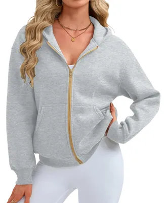 Imagen del producto de Omgoods - Sudadera con capucha y cremallera para mujer - Sudadera cómoda para otoño e invierno