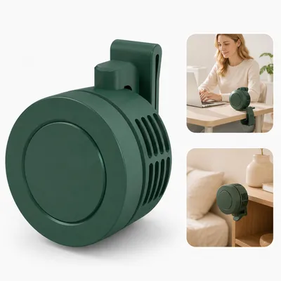 Produktbild von Mini Clip Ventilator ohne Blätter, USB-Lüfter tragbar für Hals & Taille, handfrei, 3 Geschwindigkeiten, leise, wiederaufladbar, 360° drehbar, grün