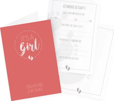 Produktbild von itenga 12x Klappkarten "It s a Girl" altrosa mit 2 Einlegern