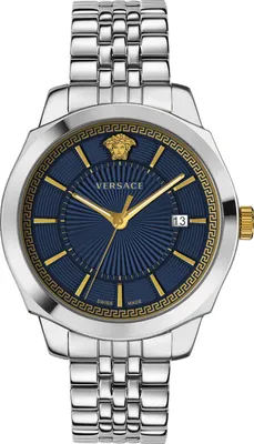 Zdjęcie produktu dla Versace VEV901523 Icon Classic blau gold silber Edelstahl Armband Uhr Herren NEU