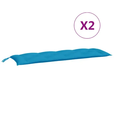 Image de Coussins de banc de jardin lot de 2 bleu clair tissu Oxford