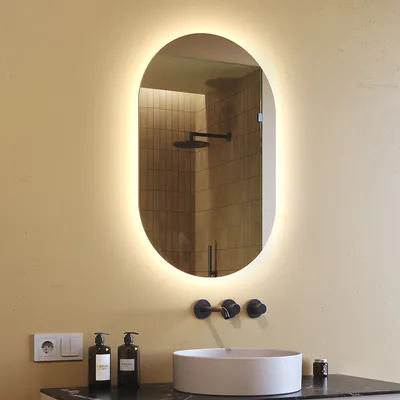 Produktbild von Koupelnové zrcadlo 50x80 cm - Vertikální s LED osvětlením - Barva LED Neutrální bílá 4500K - PPOK229 - Osvětlené nástěnné koupelnové zrcadlo